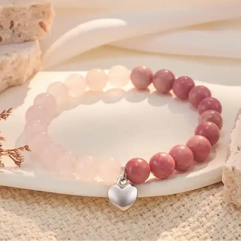 Rose Quartz - Rhodonite Bracelets Natural Stone Chakra Healing Beaded Br…